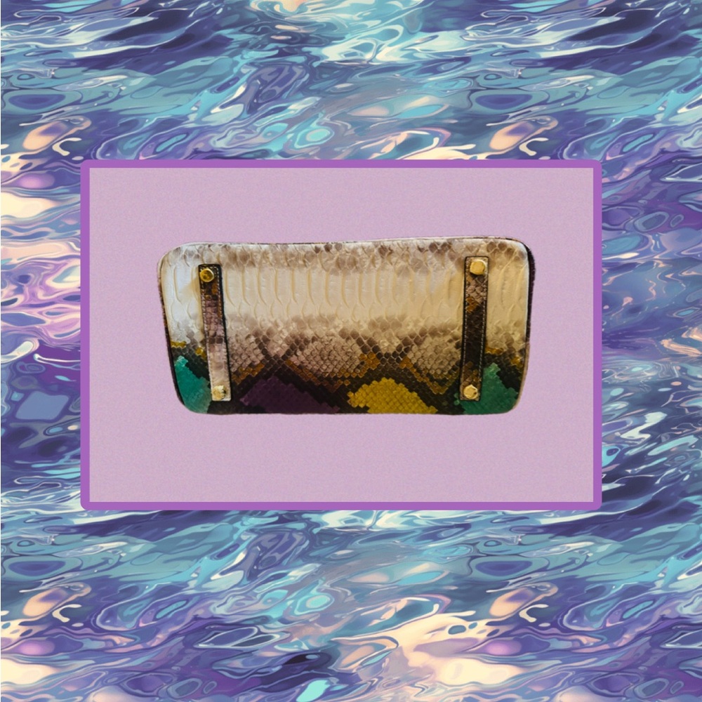 Exotic Multicolor Python Leather Handbag Immacula… - image 6
